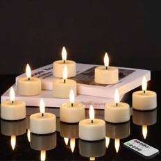 6/12 st ljus värmeljus, LED värmeljus batteridrivna, elfenbensfärgade flamlösa vaxvärmeljus med fjärrbatterier, uppladdningsbara flamlösa ljus för hem - Vitt (Fjärrkontroll typ-6st,Batterityp-6 st,Solar Typ-6st,Fjärrkontroll typ-12st,Batterityp - 12 st)