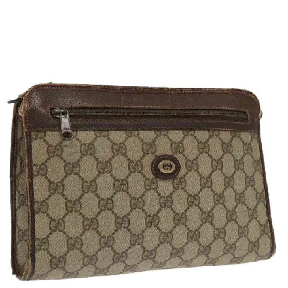 Gucci Vintage - Pre-owned Vintage GG Canvas Clutch Vintage - Dam - ONE Size - Läder