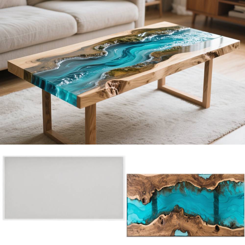 TEMU Large Rectangular Epoxy Resin Mold Reusable Mold Resin-specific Mold Resin Consumables Solid Casting Epoxy Resin Mold For River Tables Deep Pouring Resin Projects (23''×11.8'')