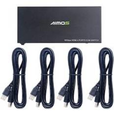 18 gbps 4k 60hz ultra hd metal case 4 ing&#xE5;ng 1 utg&#xE5;ng kvm switch hdmi 2.0 sn switcher delat tangentbord och mus