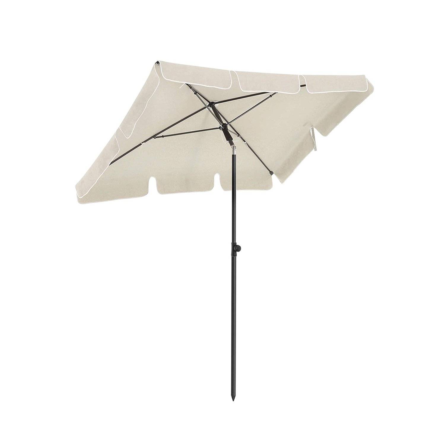 Balkonparasol 2 x 1,25 m, UPF 50+ beskyttelse, vippebar solskærm, PA-belagt, fod medfølger ikke, beige.
