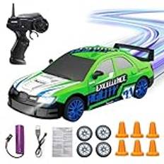 YANGUN Fjärrstyrd bil, 1:24 RC Bil, RC Drift Car, 2,4 Ghz leksaksbil, 15 km/h 4WD fjärrstyrd racerbil med arbetsljus, gåvor för barn från 4 5 6 7 8+ år barn och vuxna