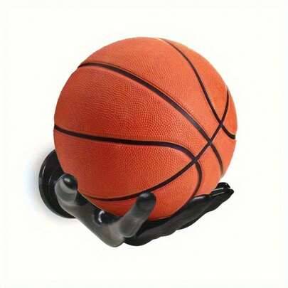 1 st standard väggfäste för basketboll - Robust sportdekor, platsbesparande hemmagym, garage, spelrum basketställ - perfekt present till basketspelare - Svart (Stor skruvtyp (kan hålla basketboll),Liten krok)