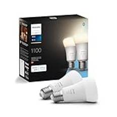 Philips Hue White E27-lampa, singelpaket 2x1055lm, dimbart, varmvitt ljus, kan styras via app, kompatibel med Amazon Alexa (Echo, Echo Dot)