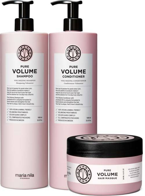 maria nila Pure Volume Bundle Shampoo 1000 ml & Conditioner 1000 ml & Masque 250 ml