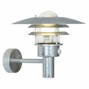 Lønstrup 32 udendørs væglampe m. Sensor, E27, Galvaniseret stål - Nordlux + Philips, 2700K, 1055lm, CRI>90, 15.000 timer, dæmpbar