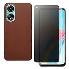 shamdspopu fodral för Oppo A78 4G med HD skyddsfilm och insynsskydd skyddsfilm, lätt TPU med elegant lädertextur, hållbar (brun)