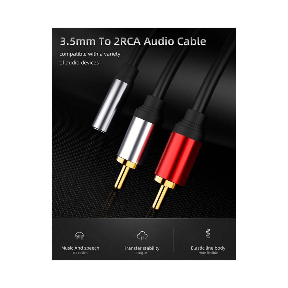 2X RCA Cable 2RCA Male to 3.5mm Female Audio Aux Cable 3.5mm Jack Rca Cable for MP3 Phone Home Theater DVD 2RCA