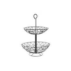 Fruktskål DKD Home Decor Svart Metall Geometrisk 28 x 28 x 40 cm