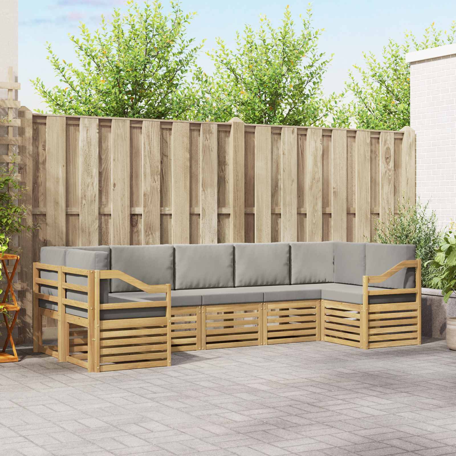 vidaXL Sektionalsofa sæt 7 pcs Hvid og lysegrå 304 x 126,5 x 73 cm