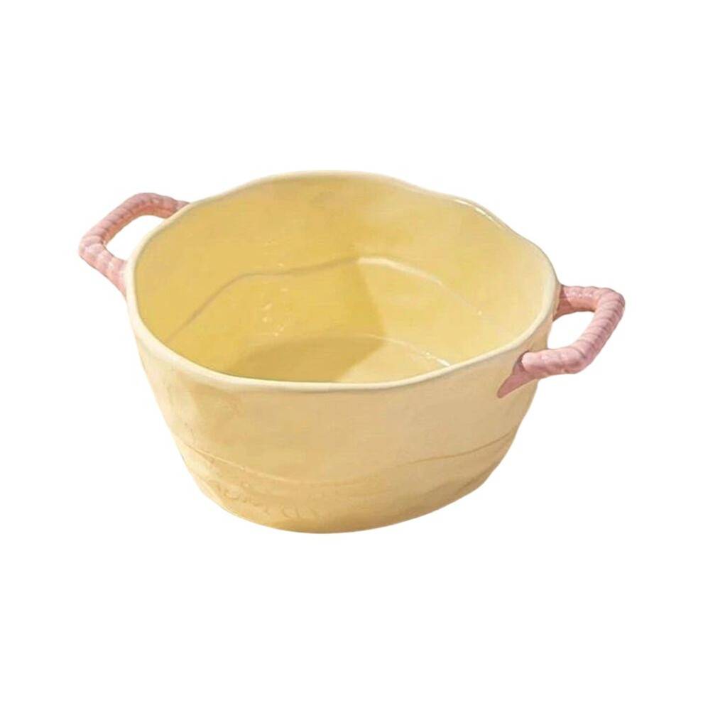 Cute Double-Eared Cerc Soup Bowl for Home Use Instant Noodles Bowl Spicy Hot Pot Bowl Fruit Bowl Yogurt Bowl Girls B