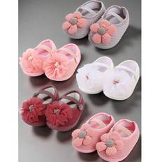 1Pair 0-1 Year Old Newborn Cute Petal Princess Shoes Breathable Soft Sole Girl Baby Walking Newborn Shoes First Walkers 0-6M & 6-12M - Multicolor - 0-6M,6-12M