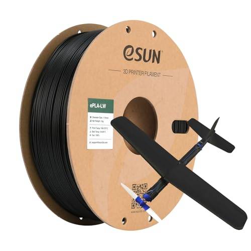 eSUN Lätt Vikt PLA Filament 1.75mm, Låg Densitet PLA-LW 3D-skrivarfilament, Dimensionell Noggrannhet +/- 0.05mm, 1KG Spole (2.2 LBS) Skummande Material för 3D-skrivare, Svart