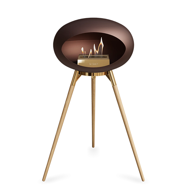 Le Feu Ground Wood High i mocca - Sæbebehandlet eg ben - Rose gold stel - Rose gold brænder.