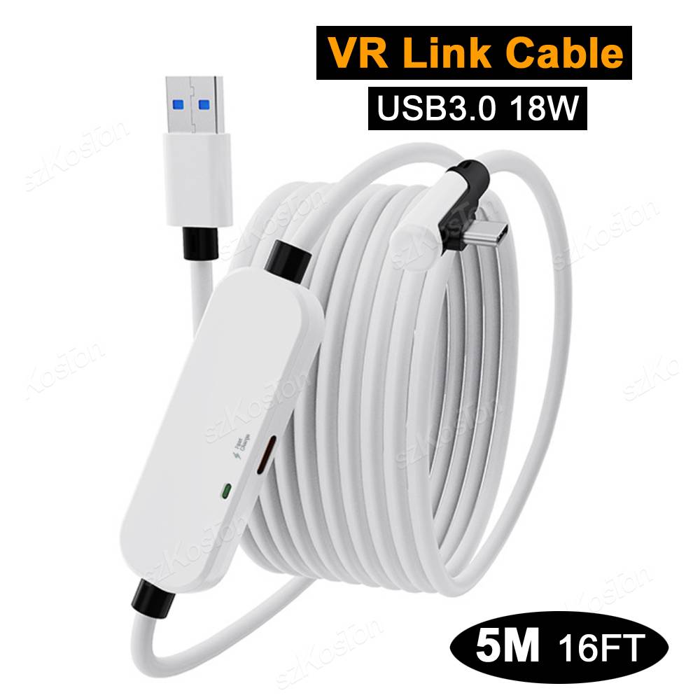 Universal USB3.0 VR Link Cable for Meta Quest 3S, Quest 3 /2 PICO 4 VR Headset Fast Charging Data Transfer Cord Accessories 16FT