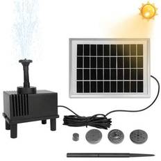 LILIIN Solar Fountain Damm Pump 2W Solar Pump Vattenpump Fontän med 4 olika munstycken för trädgård, damm fågelbadfontän - Svart