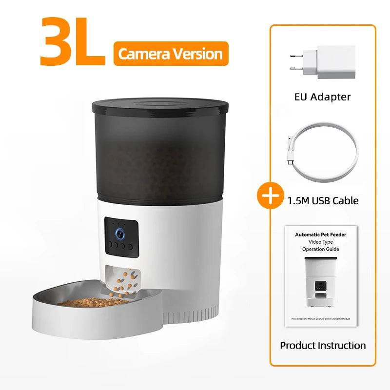3L Smart Automatic Pet Feeder with HD Camera & WiFi - 3L Camera Version