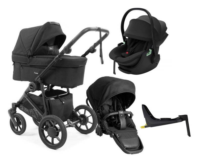 Emmaljunga Super Sonic duovagn + Thule Maple babyskydd + isofixbas