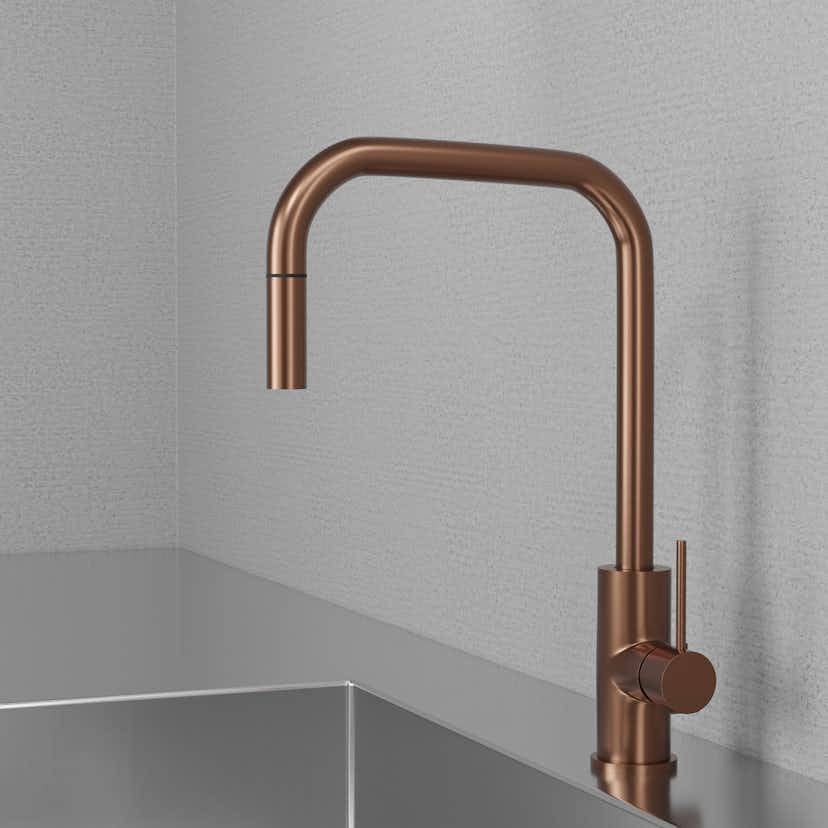 Köksblandare Scandtap Steel Accent Square med Utdragbar Pip