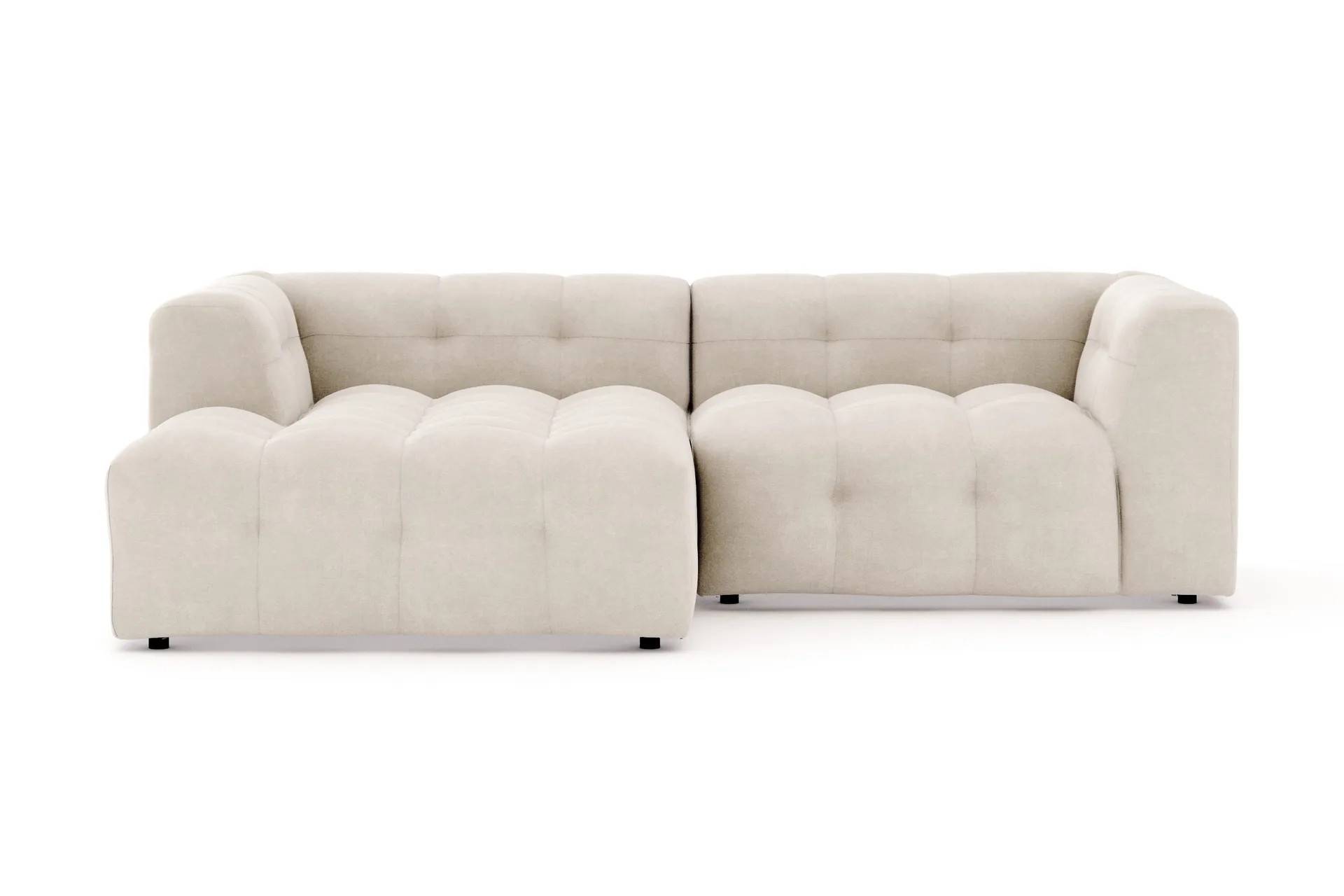 Andrarum Puffy 3-sits bubblig soffa med divan vänster Beige