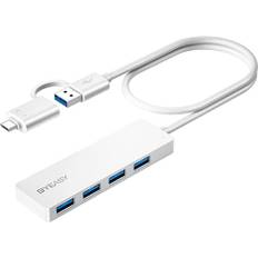 USB HUB, BYEASY USB C Hub zu USB 3.0 HUB mit 4 Port und 2 ft Kabel, Ultra Dünn Tragbarer USB Splitter für MacBook, Mac Pro/Mini, iMac, PS4, Surface Pro, XPS, PC, Flash-Laufwerk, Samsung und Mehr(Weiß)