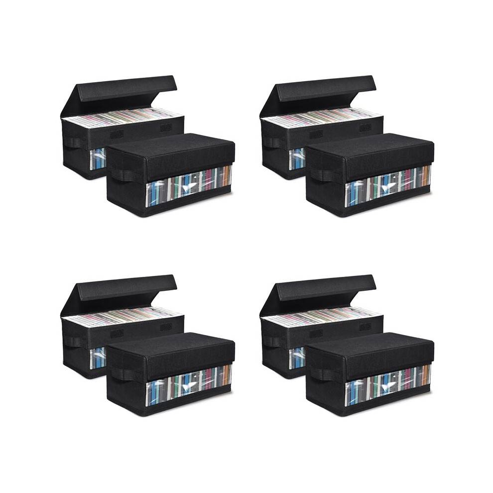 8-Pack CD-Förvaringslådor, CD-Fodralförvaring, Behållare Rymmer 32 CD-Skivor i Kompletta Jewelcases, 60 CD-Skivor i Tunna Fodral