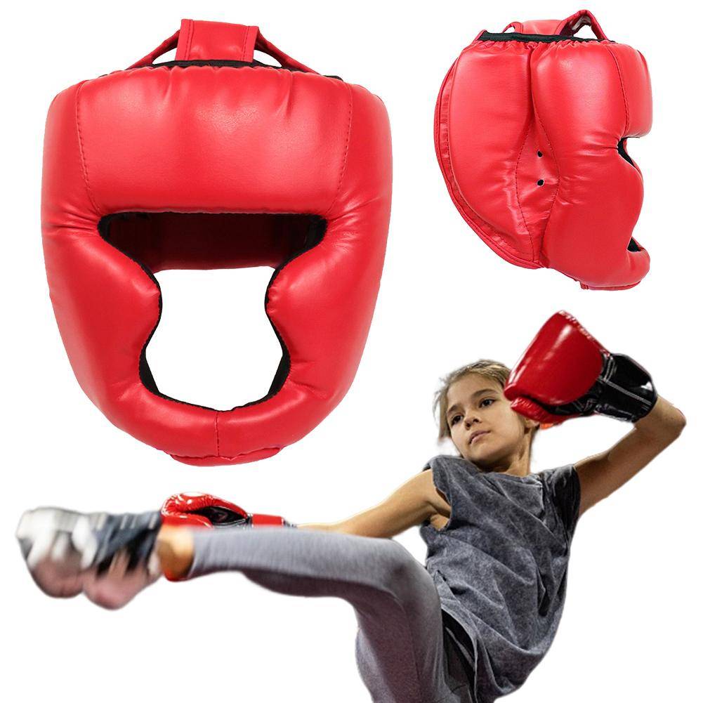 Vuxen/barn MMA Säkerhet Boxningshandskar Hjälm Huvudskydd Skydd PU-läderhandskar Barn Boxningsträning Kickboxning Boxare Mål