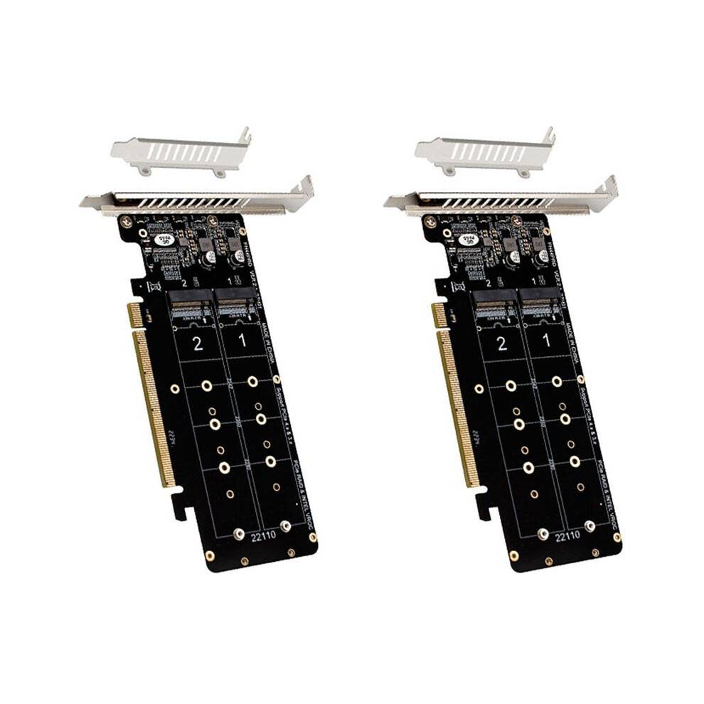 2X Double-Sided 4-Disk NVME Card PCIeX16 to M.2 M-Key NVMEx4SSD 2U Server Array Expansion Adapter Split Card