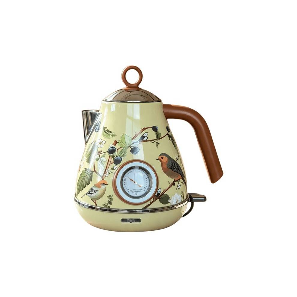 1.7L Retro Electric Kettle Temperature Control Vintage Flowers and Birds Water Boiler for Quick Boiling EU Plug
