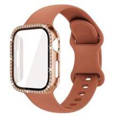 Combination Of 2 Items: Apple Watch Band+Apple Watch Case For Both Men And Women. The Band Is Sporty, Soft, Sweatproof, With A Press-Fit Buckle And Made Of Silicone. The Case Is A Screen Protector, Made Of PC And Tempered Glass, That Is Shock-Resistant, Scratch-Resistant, And Waterproof. It Compatible With Apple Watch 40/41/44/45/49MM. The Set Is Comfortable And Convenient For Protecting Your Apple Watch Series Ultra/9/8/7/6/5/SE/4 With Style.Apple Watch Strap+Apple Watch Case