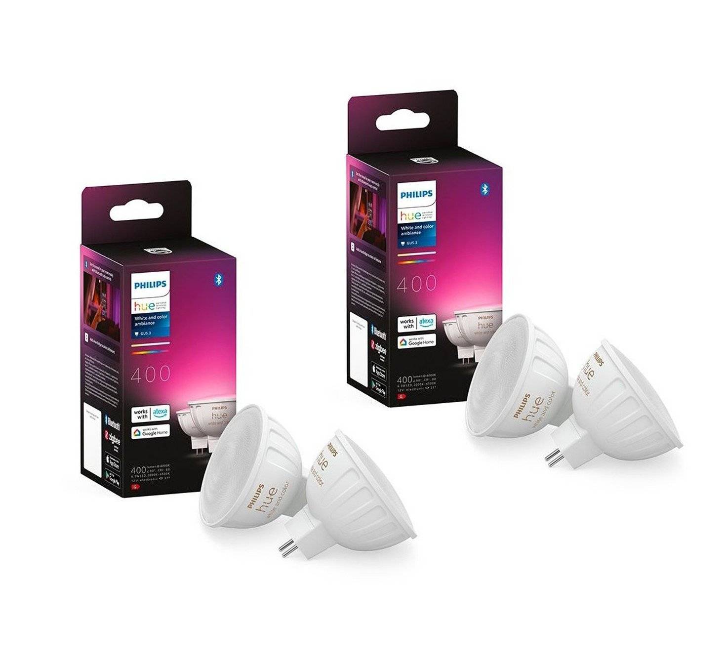 Philips Hue -2x  Color LED Spot - 12V - MR16 / GU5.3 - 2-pak  4 pcs - Bundle