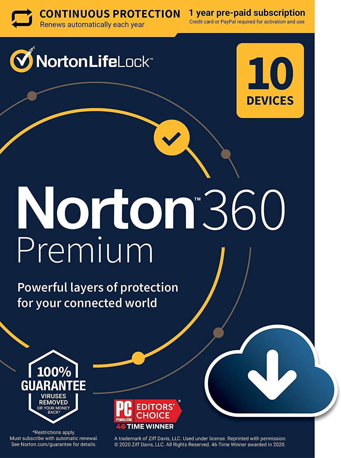 Norton 360 Premium (1 år / 10 enheter) + 75 GB Molnlagring (Senaste versionen + gratis uppdateringar)