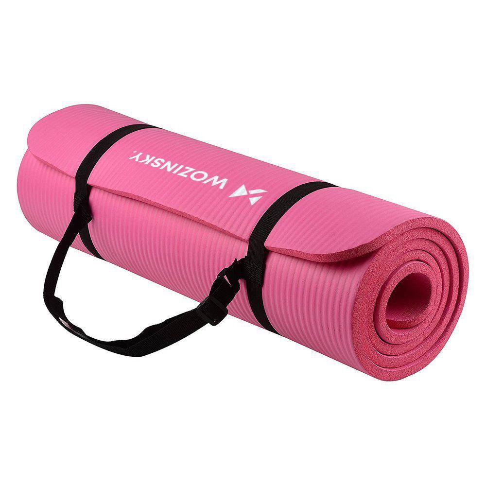 Träningsmatta 181 x 63 x 1 cm tjock gymnastikmatta för yoga rosa