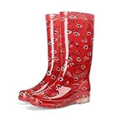 MXPWQQA Shoes， Women Galoshes Floral Print Rain Boots for Women Waterproof Work Garden Water Shoes Ladies Hunter Wellies Non-slip Rubber Boot (Size : 38 EU)