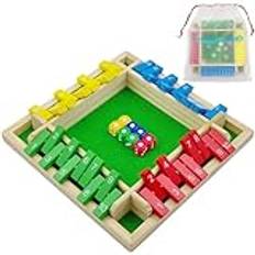 Shut The Box spel 4-spelare, trä brädspel trä matematik traditionell pub-bräda tärningsspel resor familj brädspel semester underhållande mattespel spel för barn och vuxna [flerfärgad]