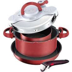 Tefal Frying and Pressure Cooker with Removable Handle Set IH Gas Fire Compatible in One P4704233 Rouge Aluminum T-fal [Online Only] Pot, Pan, 4-Piece