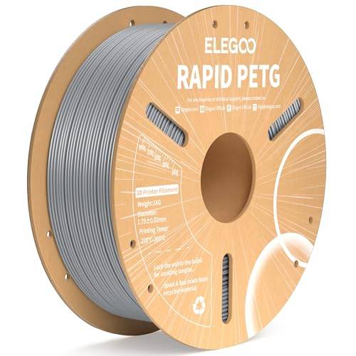 ELEGOO Rapid PETG-filament 1,75 mm silver, 1 kg, hög hastighet, 600 mm/s, 3D-skrivare, filamentet, mått +/- 0,02 mm, 1 kg kartspole (2,2 pund), lämplig för de flesta 3D-skrivare