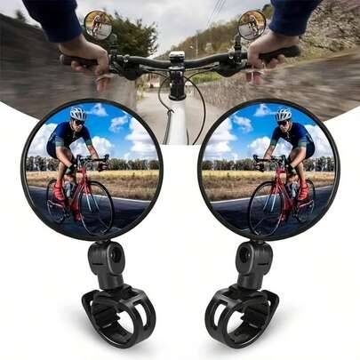 2 st stötsäkra och krossäkra backspeglar för cykling, vidvinkel konvex spegel med justerbar rotationsvinkel, snabbmonterad clip-installation med silik - Svart (En-Storlek)