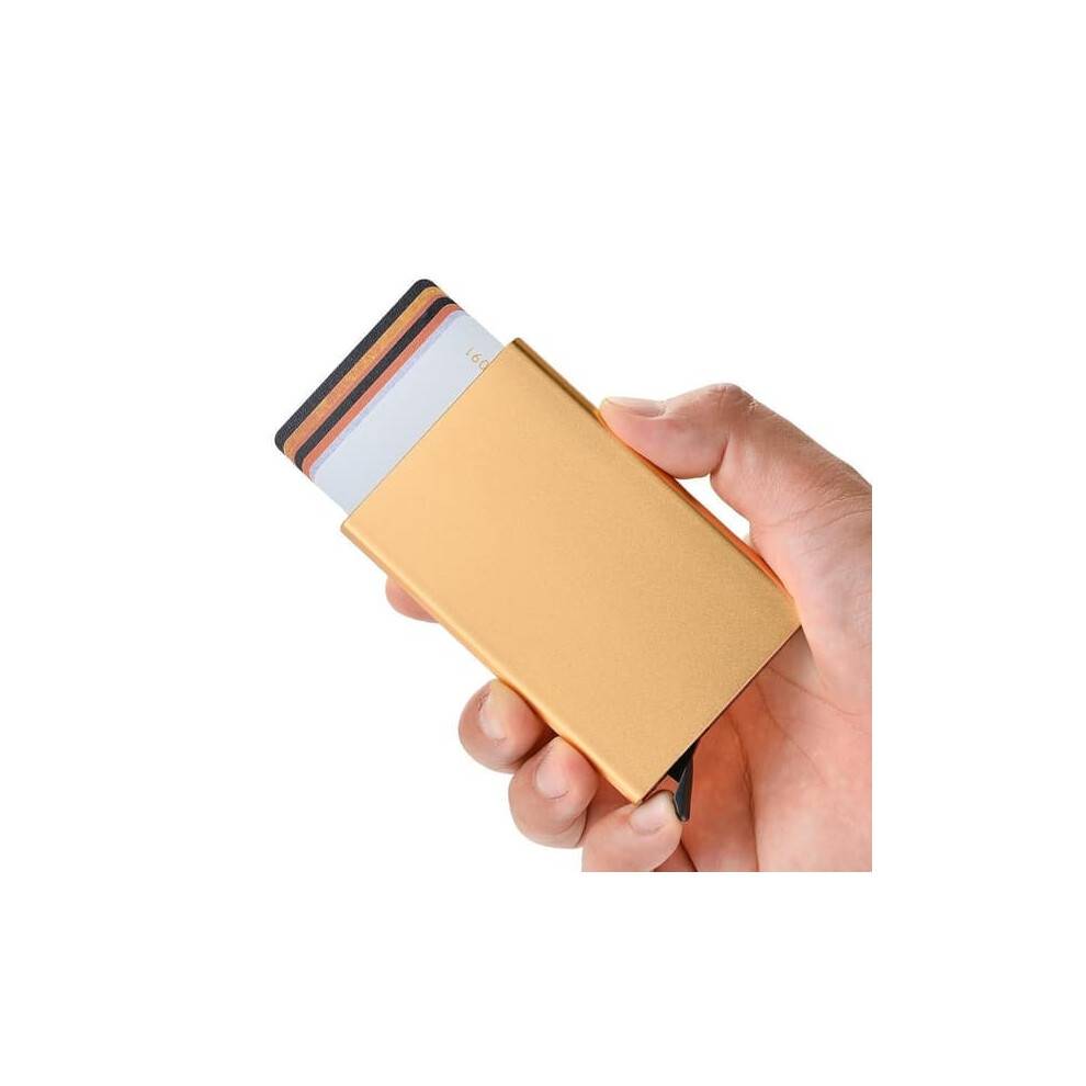 RFID-beskyttet kortholder i guld, pop-up-format