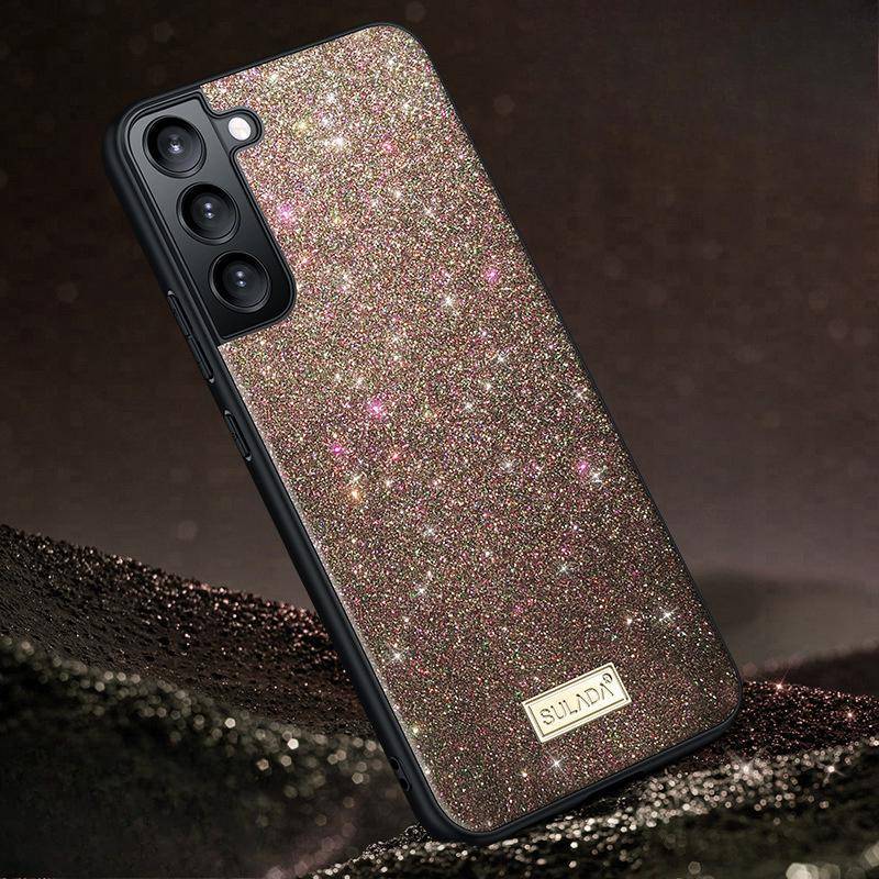 Lämpligt för Samsung S25ultra Telefonfodral Glitterpulver Samsung Stötsäkert 24plus Mode S23 Lyx 22 Läderfodral Samsung Galaxy S25