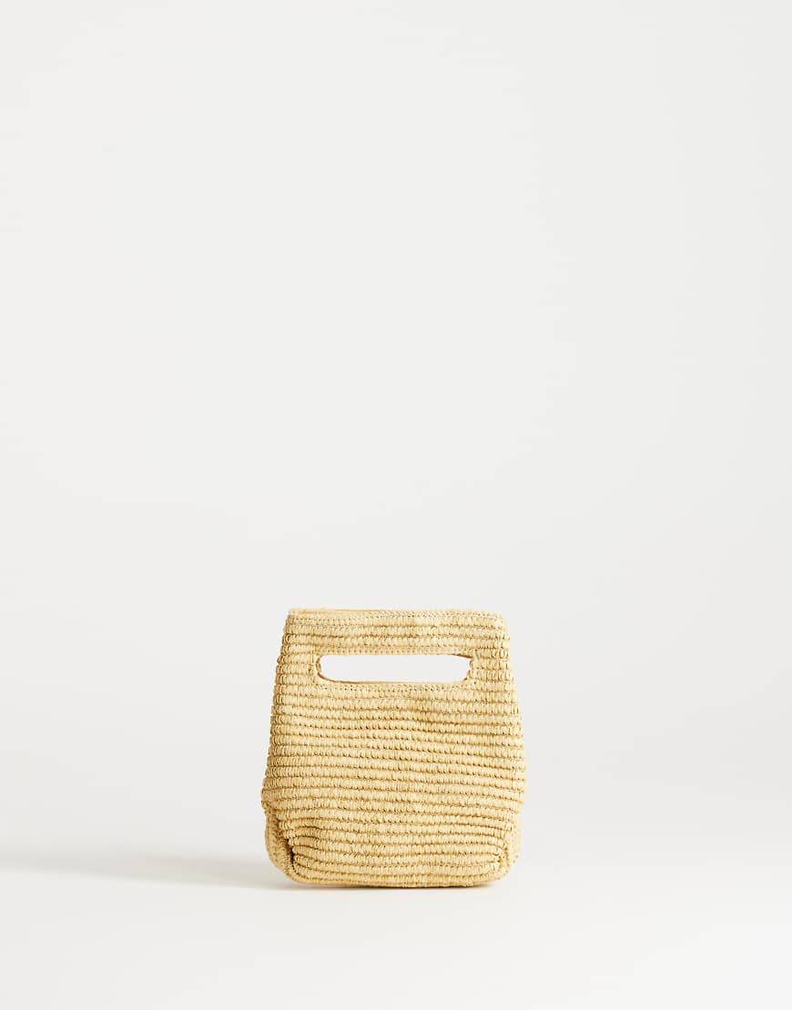 Topshop Stella lille håndtaske i strå-Neutral - One Size