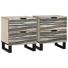 vidaXL Natskab 2 pcs Hvid og sort 40 x 33 x 46 cm Massivt mangotræ