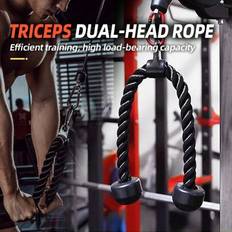 1 st bicepstränings dubbeländad dragrep, gymtillbehör, dubbeländad biceps tryckrep ytdraghandtag dubbeländad rep, svart (70 cm)