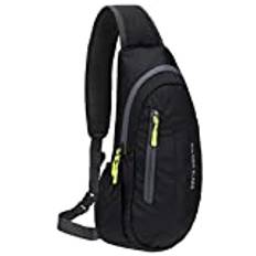 PivotWing Slingväskor, vattenavvisande nylon, lätt liten ryggsäck crossbody en sida axelväska för män kvinnor vandring resor cykling utomhus, Svart, 41*21*10, Slingryggsäck