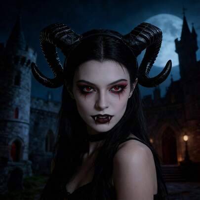 1 st svart Halloween-diabolhorn håraccessoar för cosplay, rollspelsfest-diadem, djävulshornskostymrekvisita, mörk stil gethorn-diadem, succubus-access