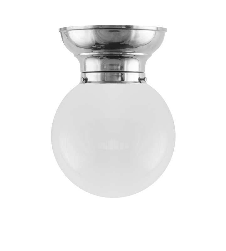 Taklampa - Frödingplafond 100 nickel, vit klotskärm
