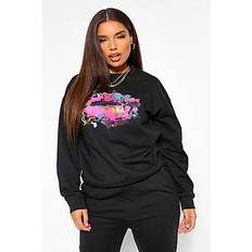 Plus Rainbow And Butterfly Lip Sweatshirt - black - 54