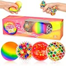 Pipihome 4 Stycken Antistressboll, Stressbollar Fidgetleksaker Stressboll, Klämboll på Nätet, för Barn och Vuxna, Minska Stress, Förbättra Koncentrationen (A)