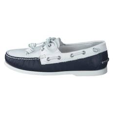 Merton Two-Tone Leather Boat Shoe Cream / Navy, Male, Sko, Flade sko, loafers, Hvid/Blå, EU 40