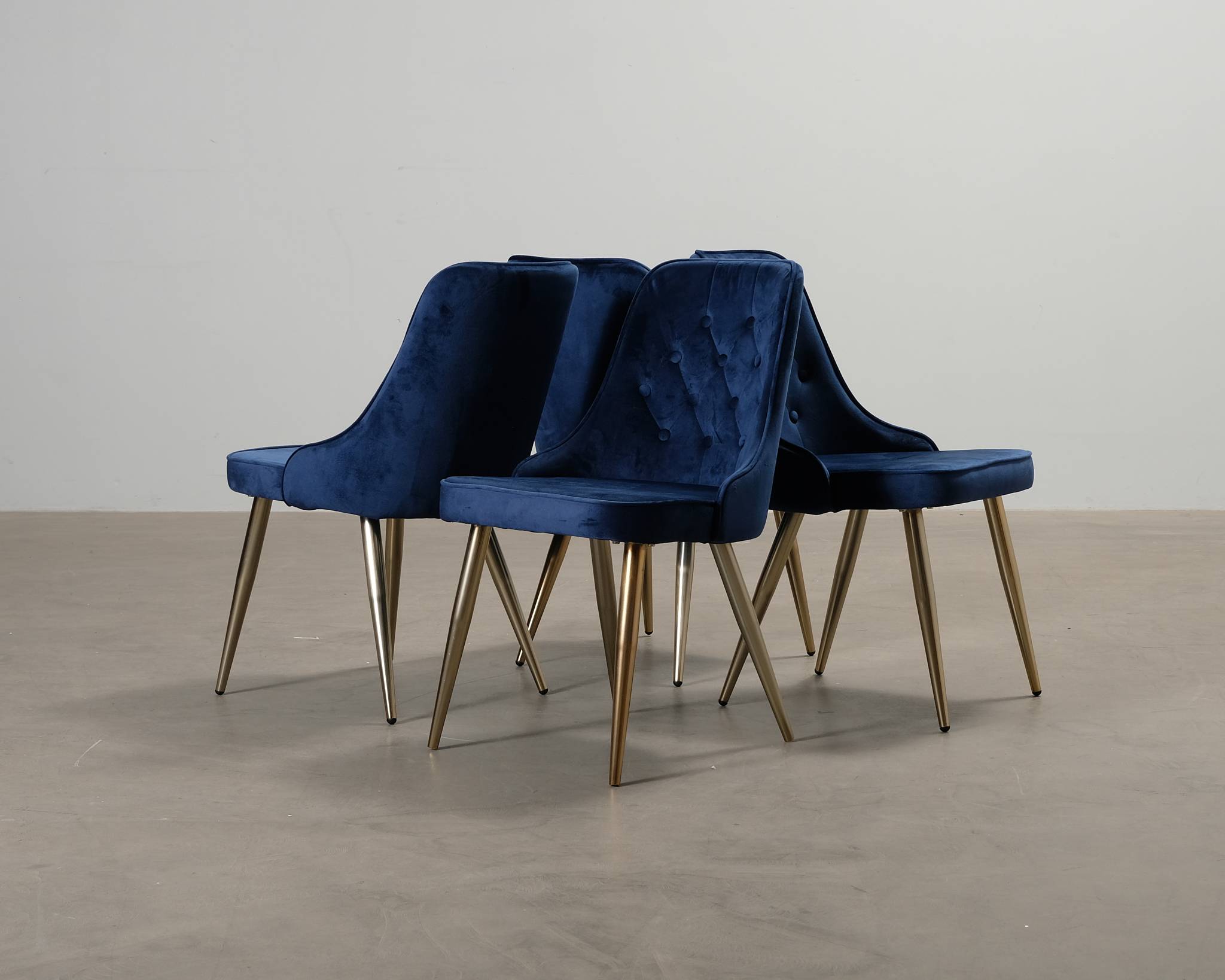 Velvet Deluxe matstol blå / guld, set om 2